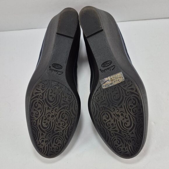 Clarks Artisan Flores Tulip Blue Suede Leather 3" Wedge Pumps Heels Woman's 10M. - Picture 8 of 10